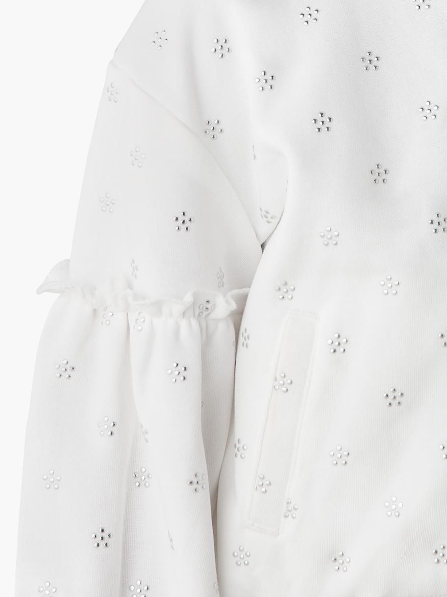 Hooded Long Sleeves Sweatshirt and Pants Set with Embellished Detail