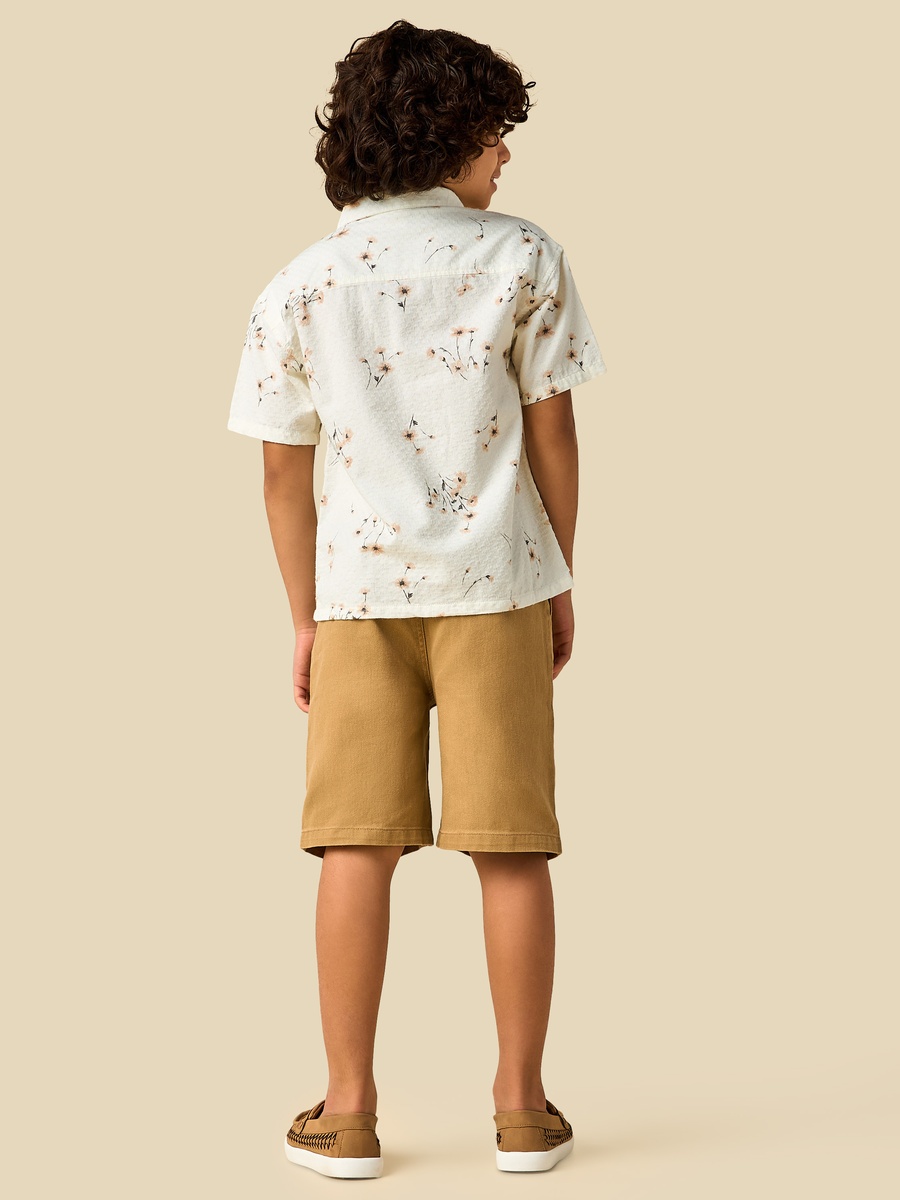 Camp Collar Short Sleeve Shirt and Shorts Set with Floral Print