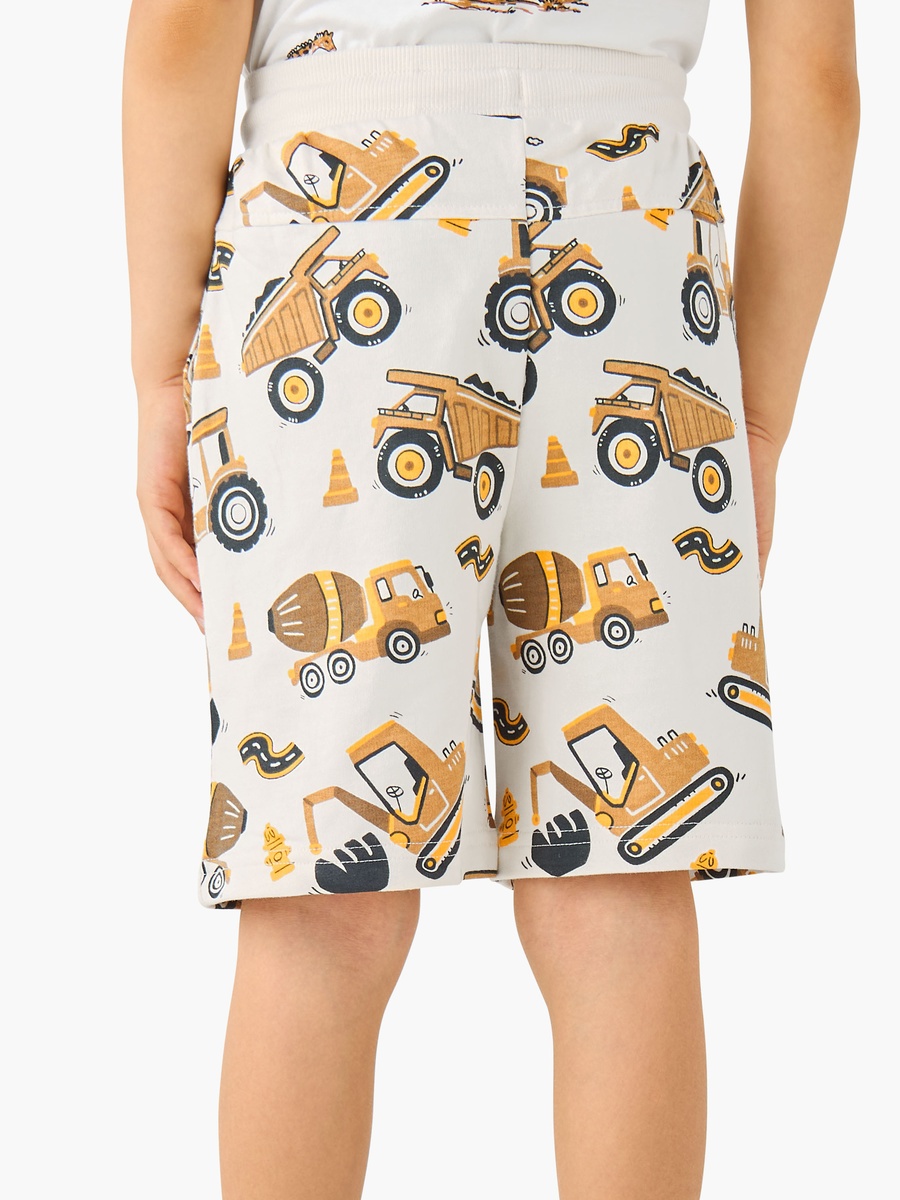 Drawstring Waist Shorts with Vehicle Print