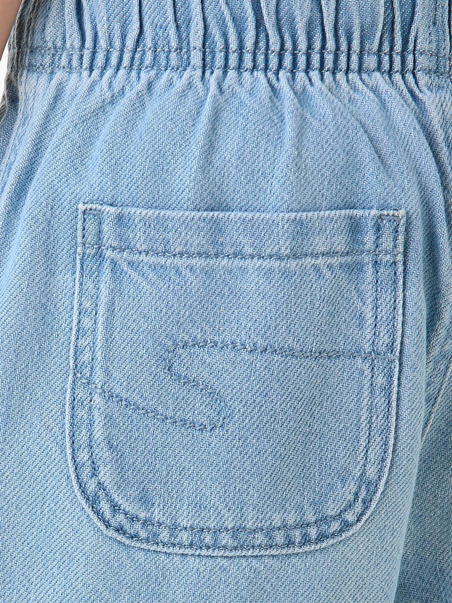 Drawstring Denim Shorts with Pockets