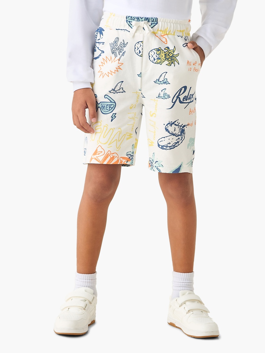 Drawstring Waist Shorts with Graphic Print