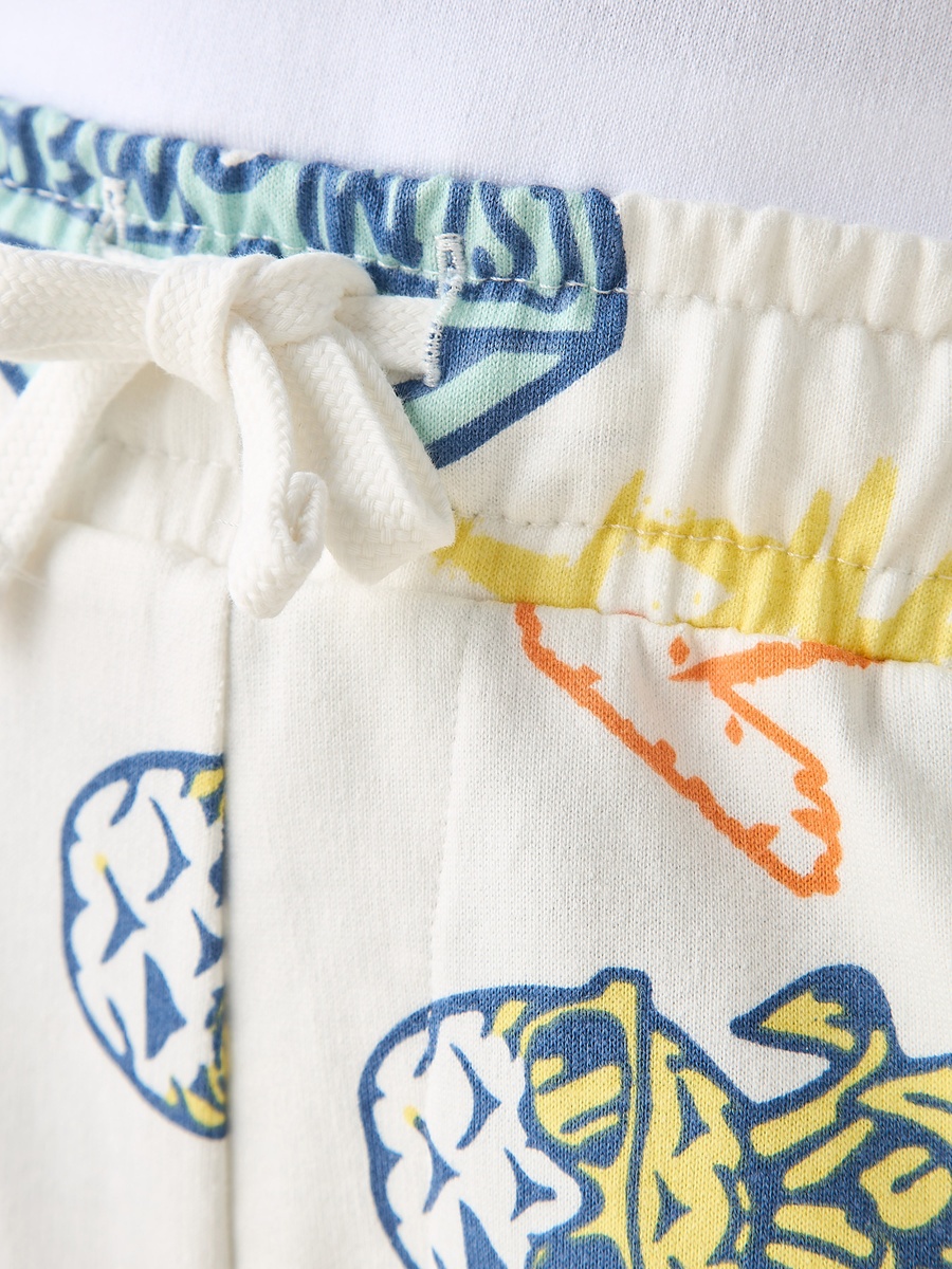 Drawstring Waist Shorts with Graphic Print
