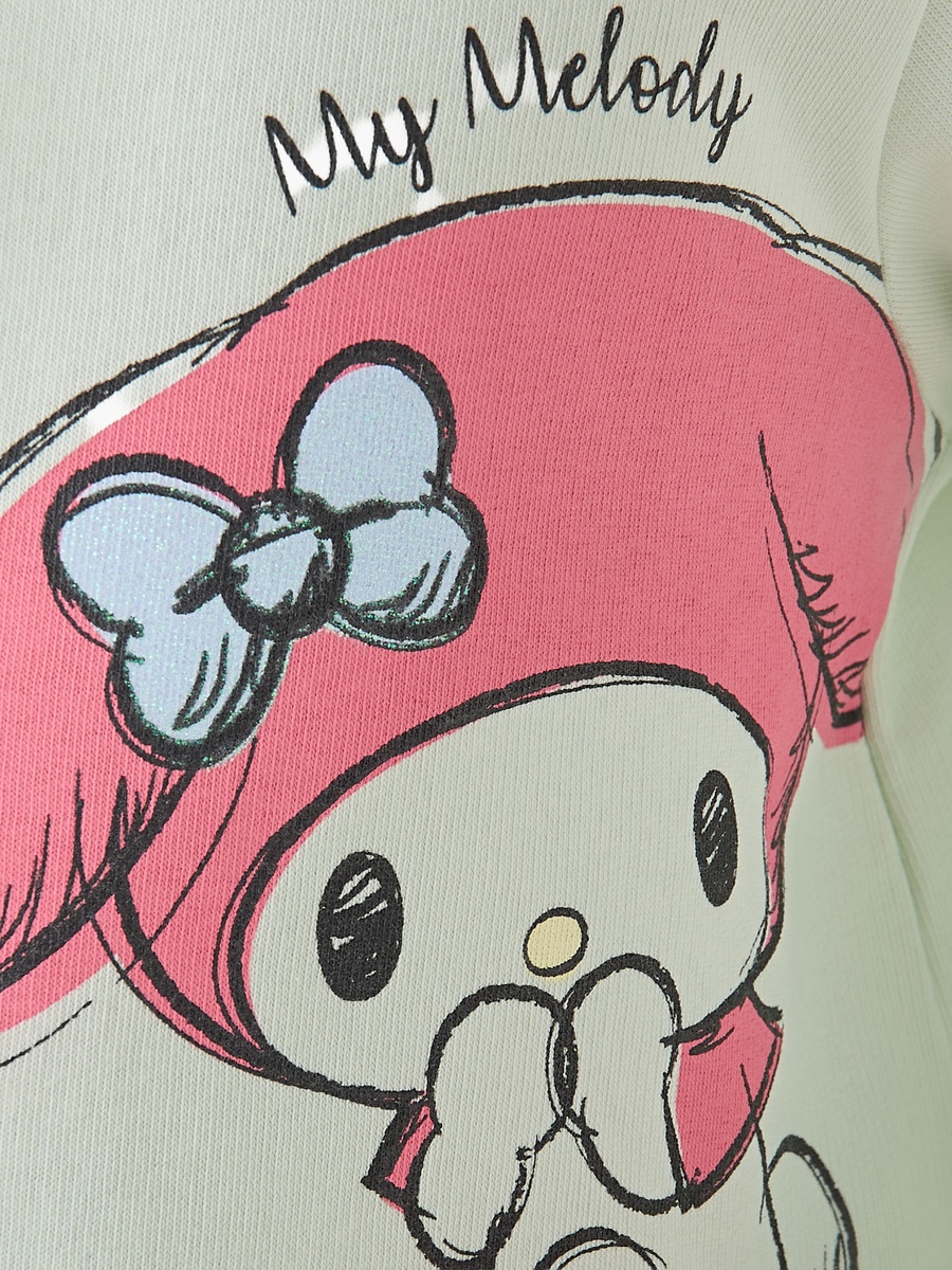 Crew Neck Long Sleeves T-Shirt with Hello Kitty and Friends Print