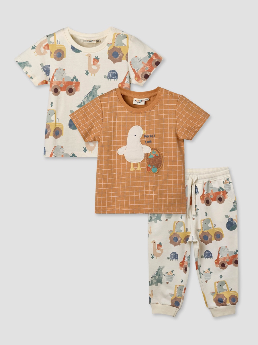 Pack of 3 Crew Neck Short Sleeves T-Shirt with Fun Print