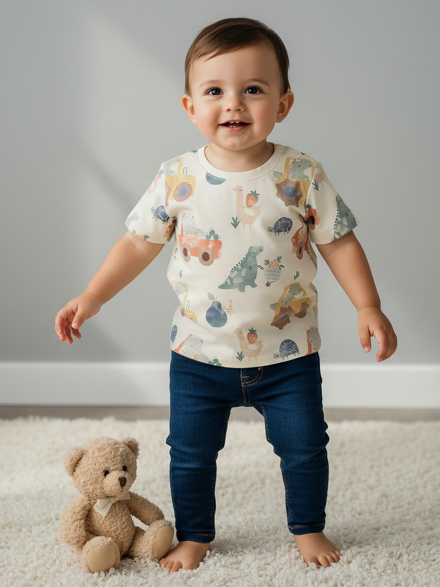Pack of 3 Crew Neck Short Sleeves T-Shirt with Fun Print