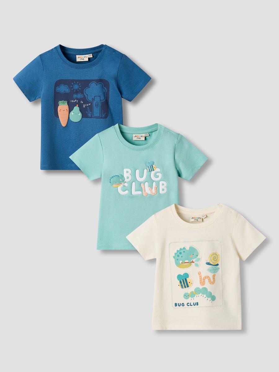 Set of 3 Crew Neck Short Sleeves T-Shirt with Graphic Print