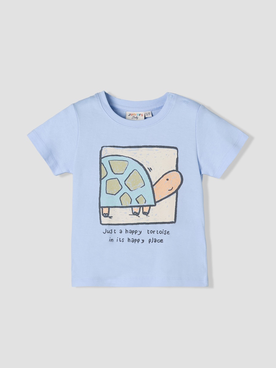 Crew Neck Short Sleeves T-Shirt with Tortoise Print