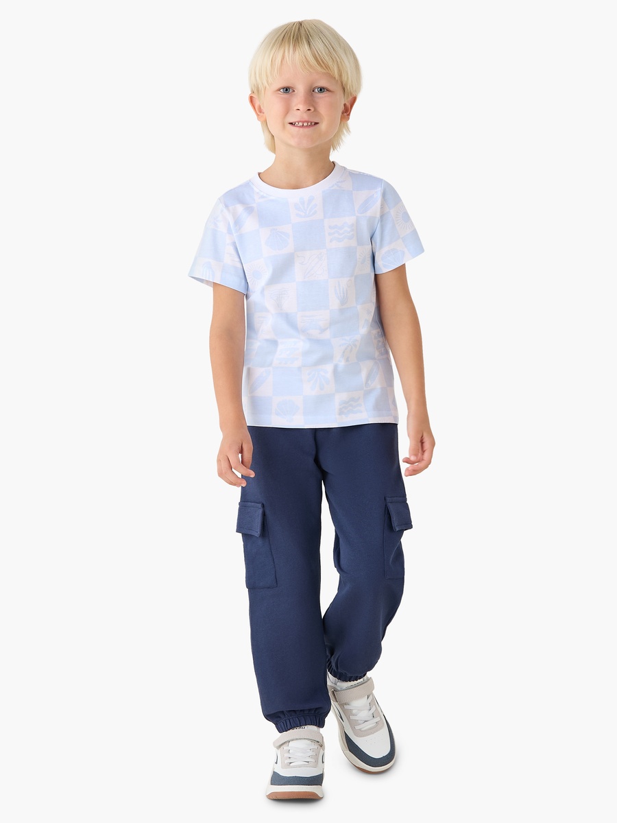 Crew Neck Short Sleeves T-Shirt with Checked Print
