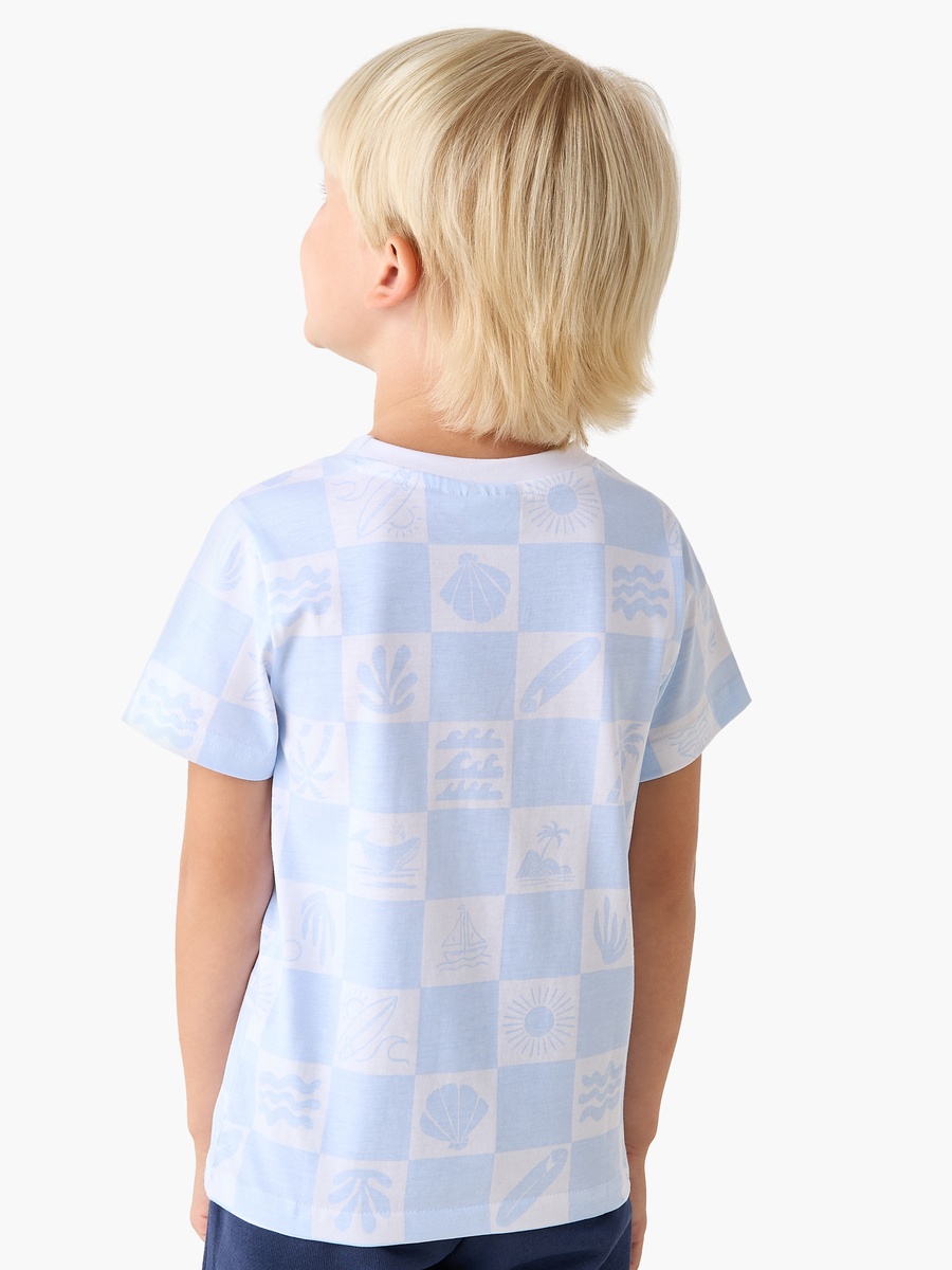 Crew Neck Short Sleeves T-Shirt with Checked Print