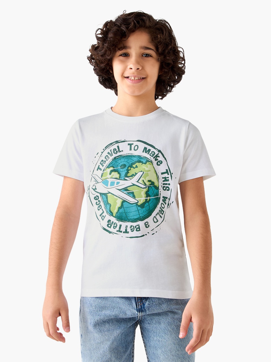 Crew Neck Short Sleeves T-Shirt with Graphic Print