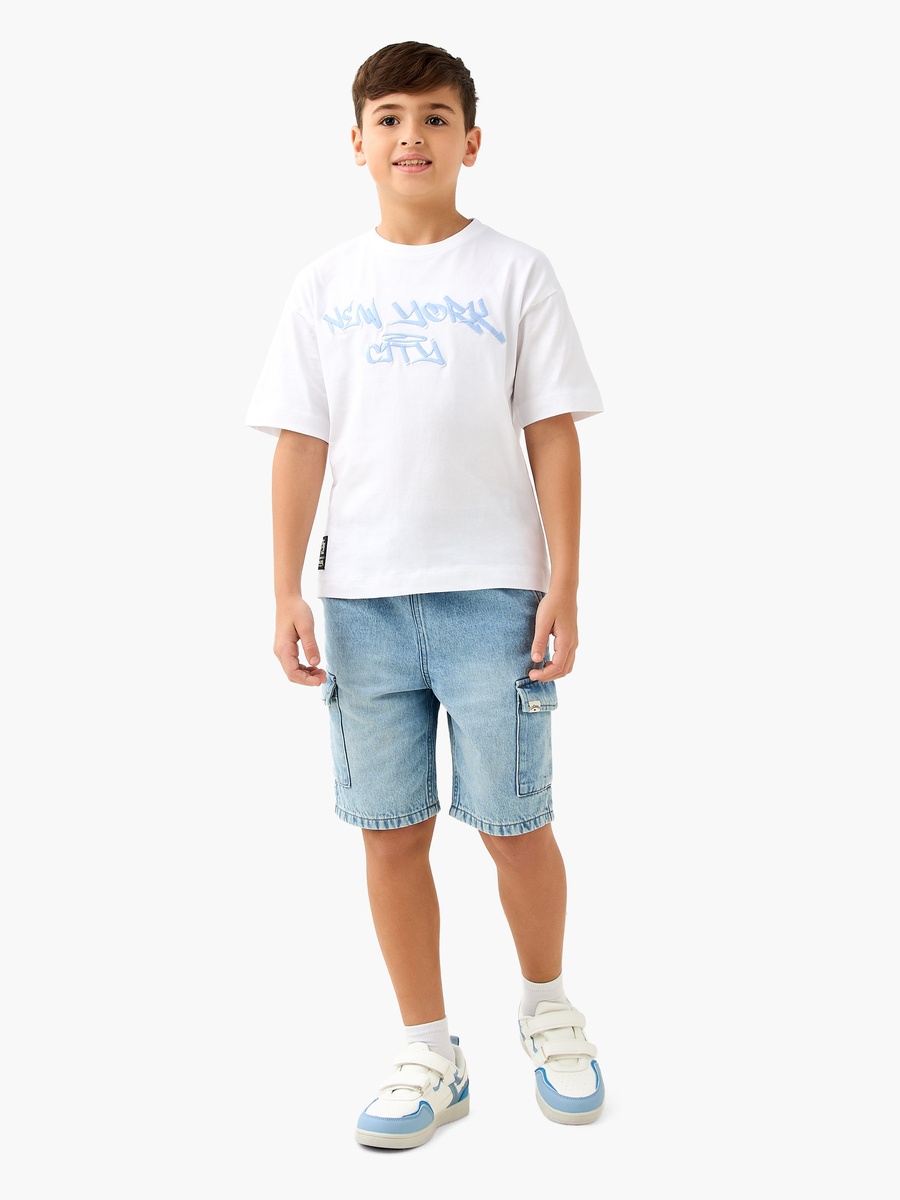 Crew Neck Short Sleeves T-Shirt with Typographic Print