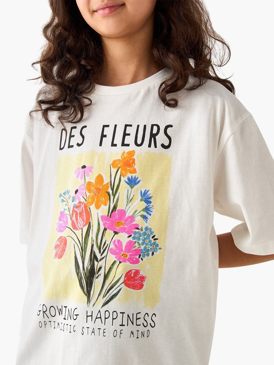 Crew Neck Short Sleeves T-Shirt with Floral Print