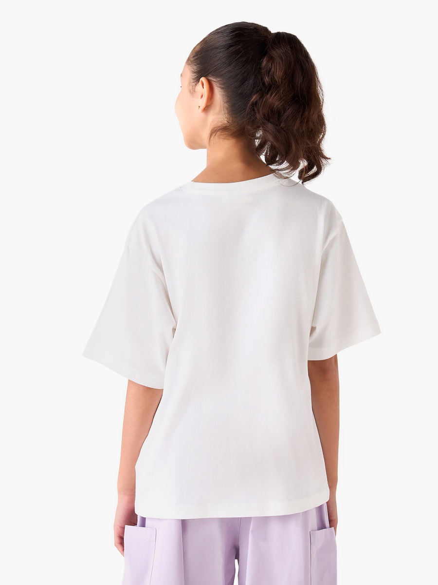 Crew Neck Short Sleeves T-Shirt with Cat Print