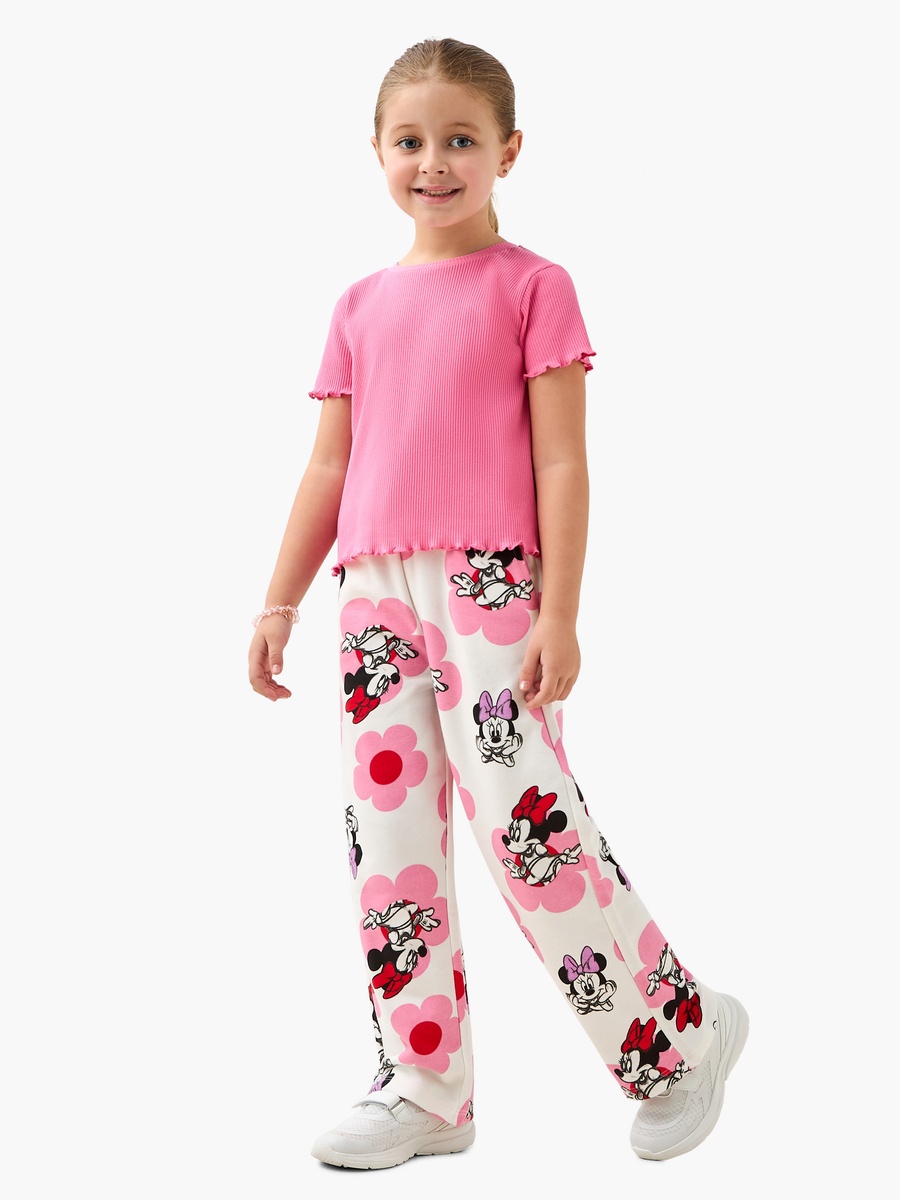 Elasticated Drawstring Waist Track Pants with Minnie Mouse Print