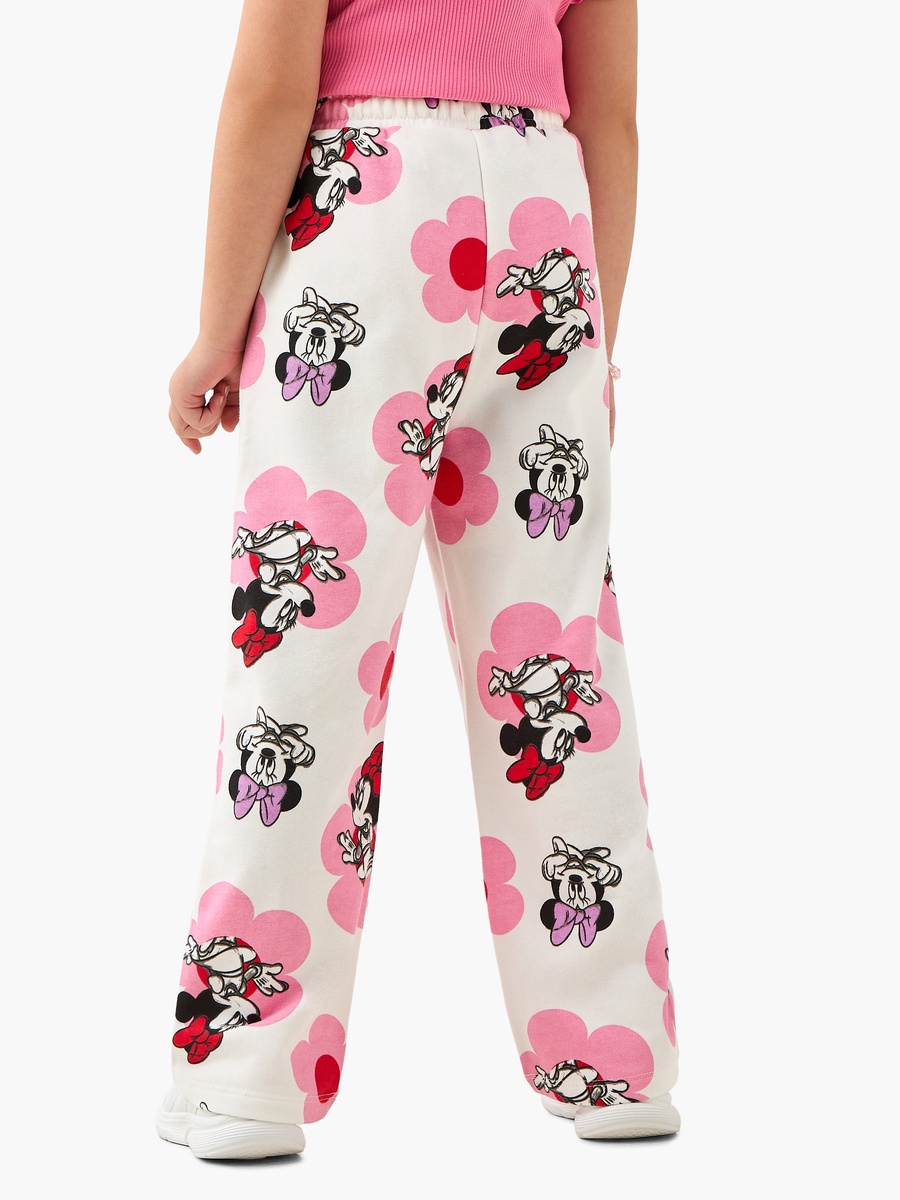 Elasticated Drawstring Waist Track Pants with Minnie Mouse Print