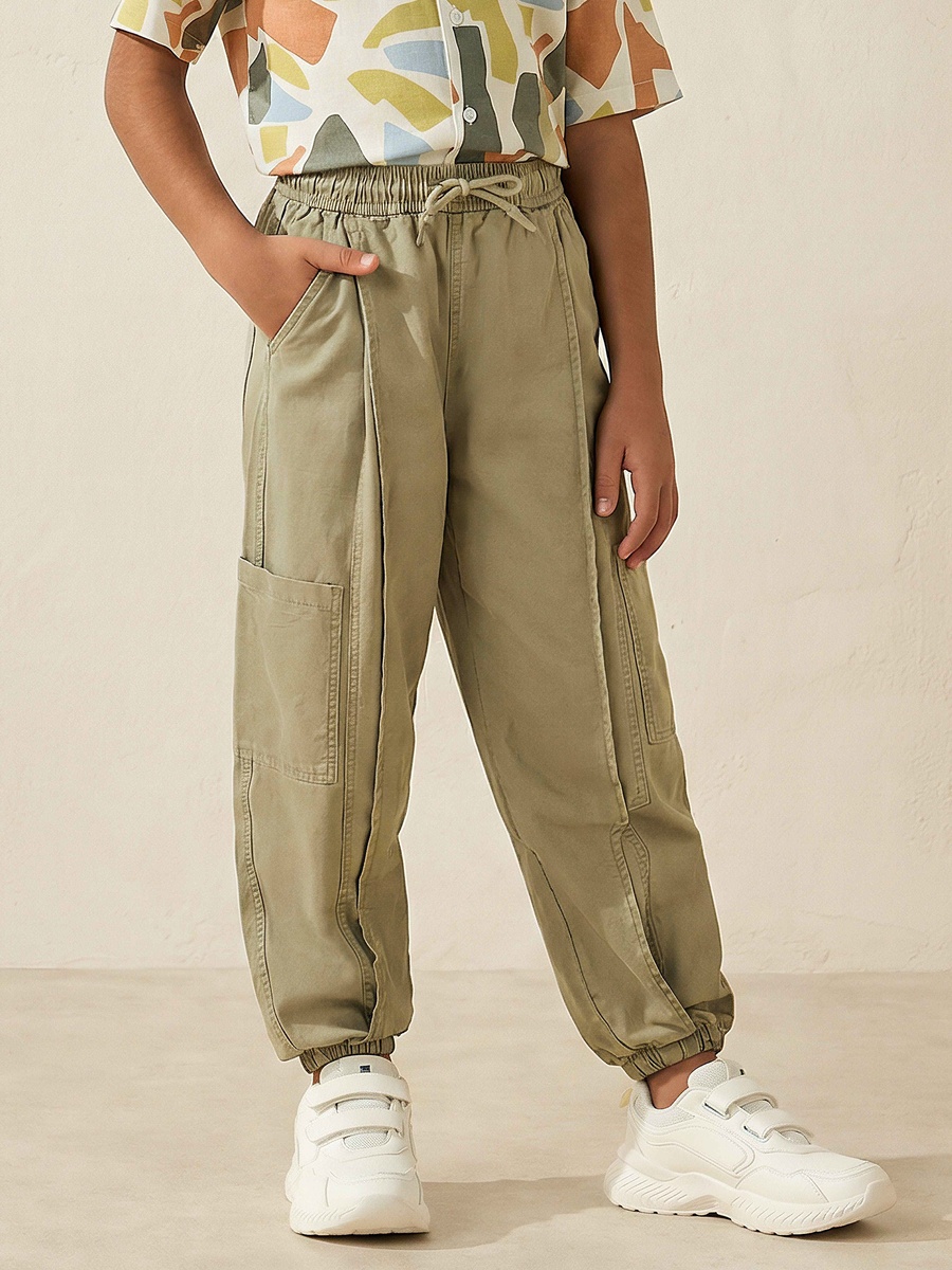 Joggers with Cargo Pockets and Drawstring Waist