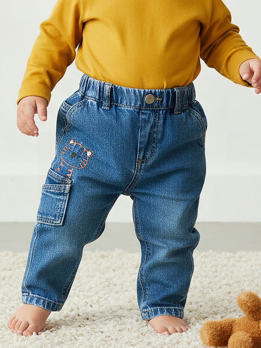 Jeans with Tiger Embroidery