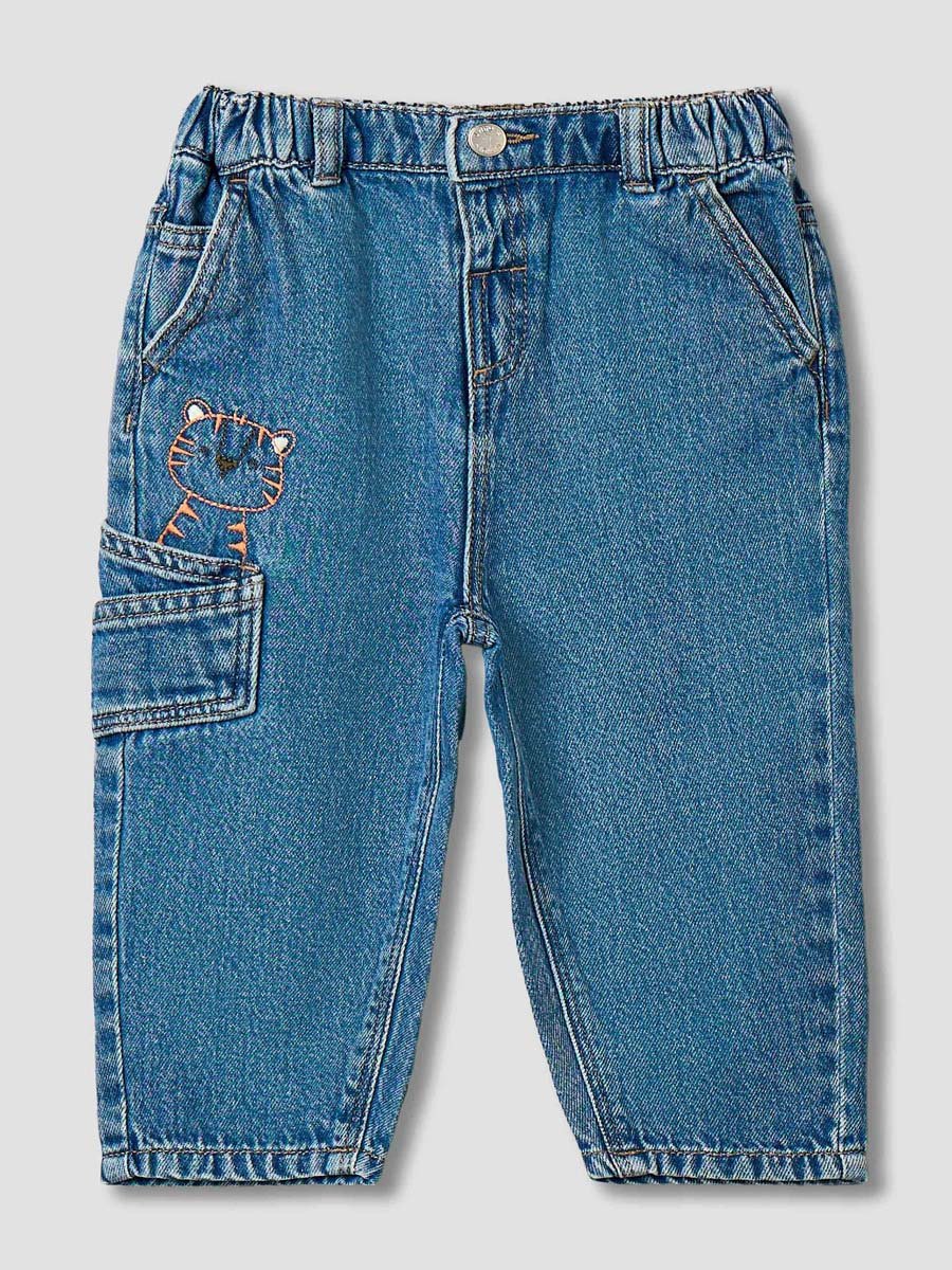 Jeans with Tiger Embroidery
