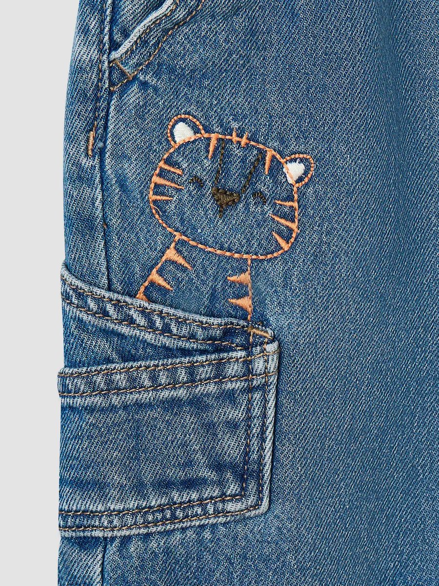 Jeans with Tiger Embroidery