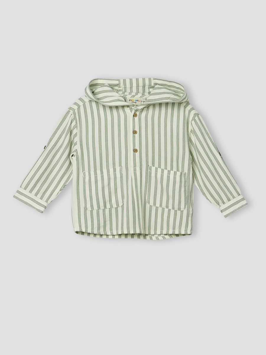 Hooded Long Sleeves Shirt and Pants Set with Stripes