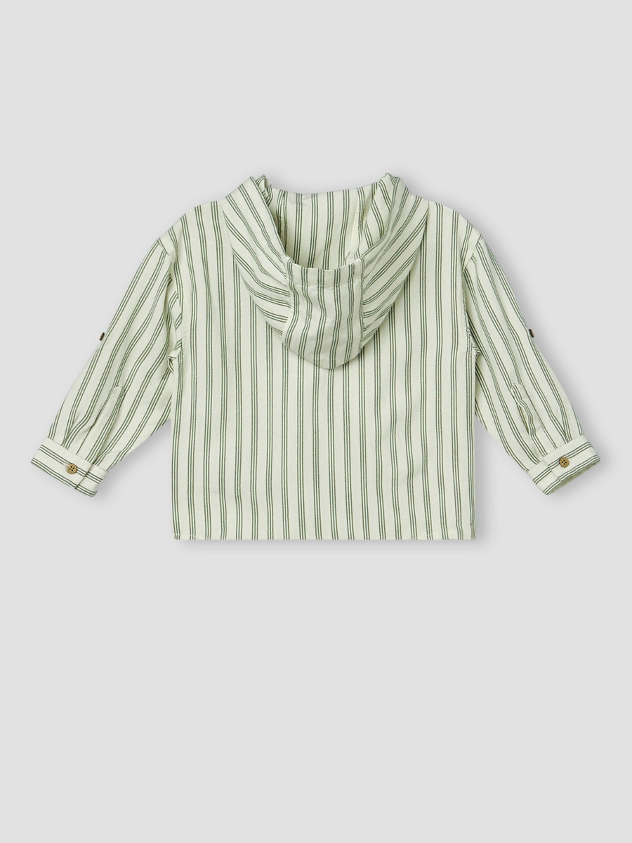 Hooded Long Sleeves Shirt and Pants Set with Stripes
