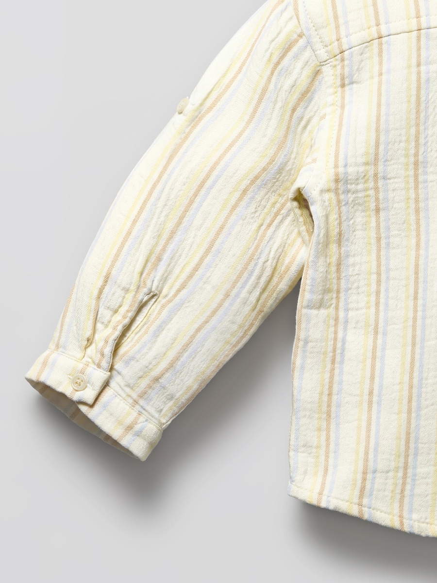 Mandarin Collar Long Sleeves Shirt with Stripes