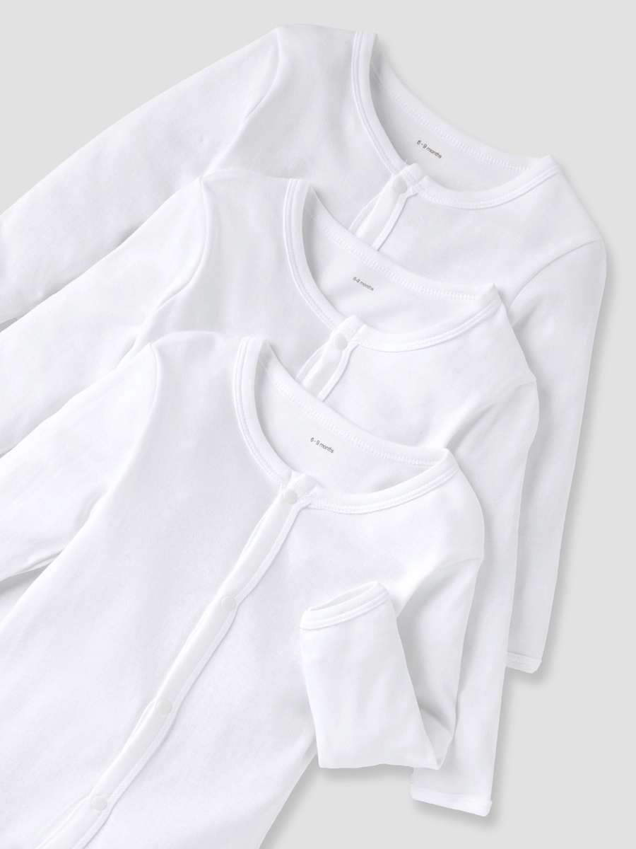 Love Earth Solid Sleepsuit with Long Sleeves - Set of 3