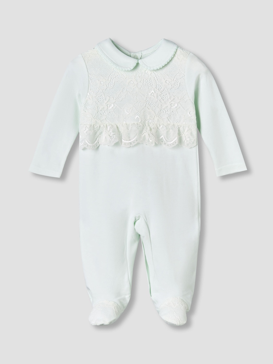 Cotton Collared Long Sleeves Sleepsuit with Snap Button Closure