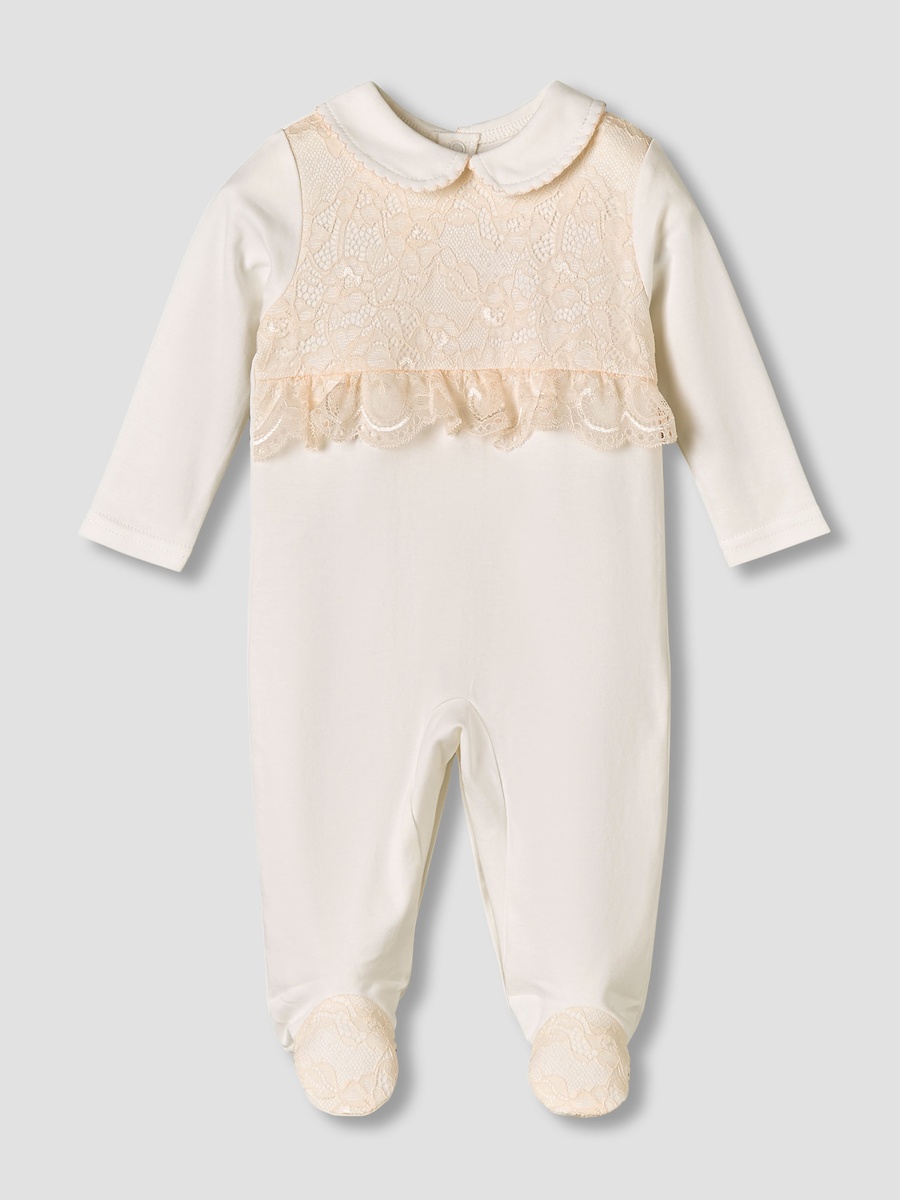 Cotton Collared Long Sleeves Sleepsuit with Snap Button Closure