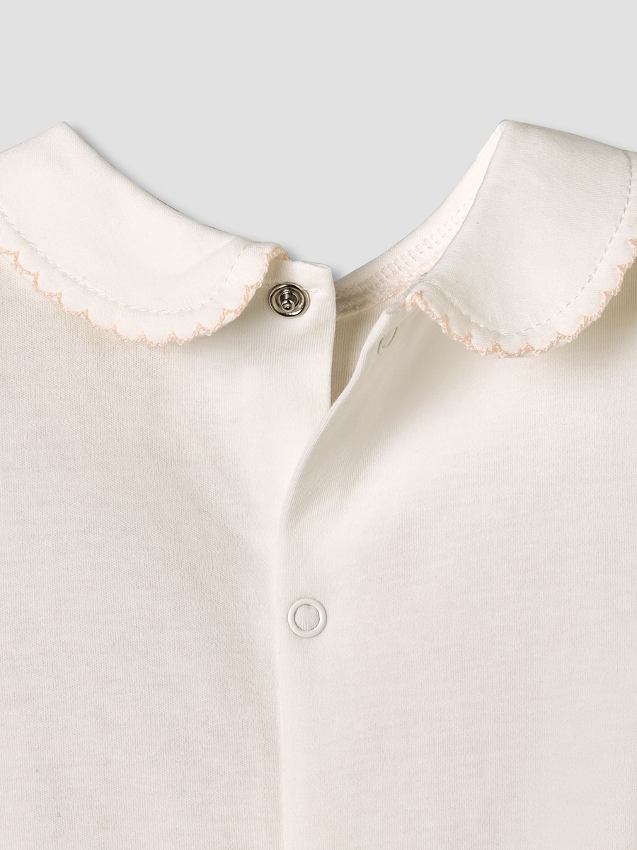 Cotton Collared Long Sleeves Sleepsuit with Snap Button Closure