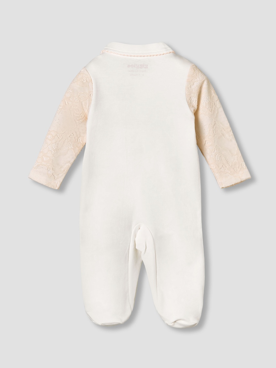 Cotton Collared Long Sleeves Sleepsuit with Snap Button Closure