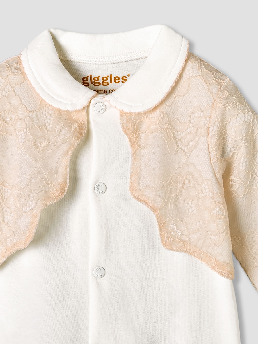 Cotton Collared Long Sleeves Sleepsuit with Snap Button Closure