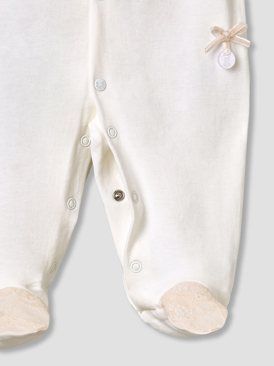 Cotton Collared Long Sleeves Sleepsuit with Snap Button Closure