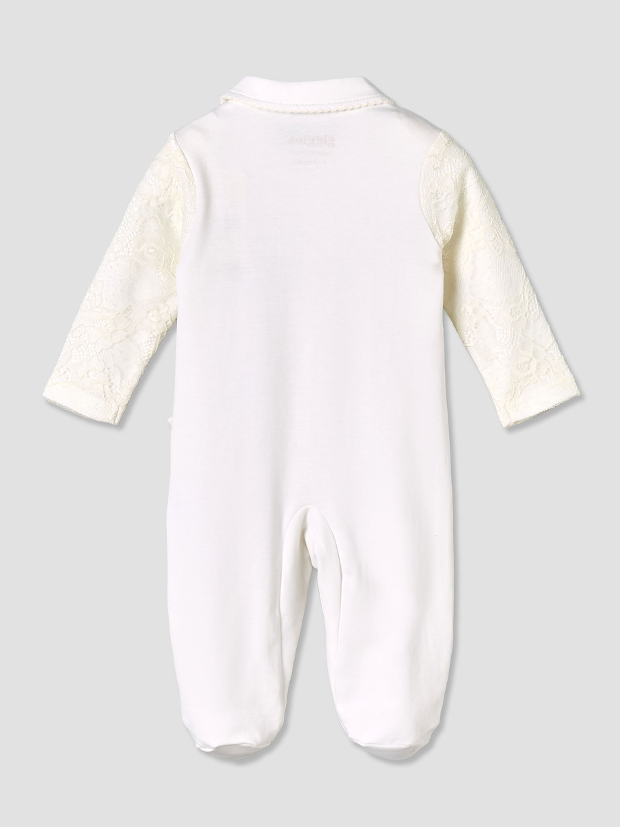 Peter Pan Collar Long Sleeves Sleepsuit with Lace Bolero Jacket Detail