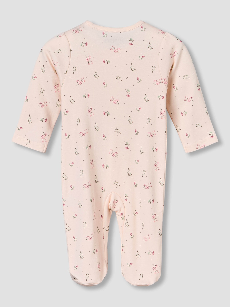 Cotton Round Neck Long Sleeves Sleepsuit with Floral Print