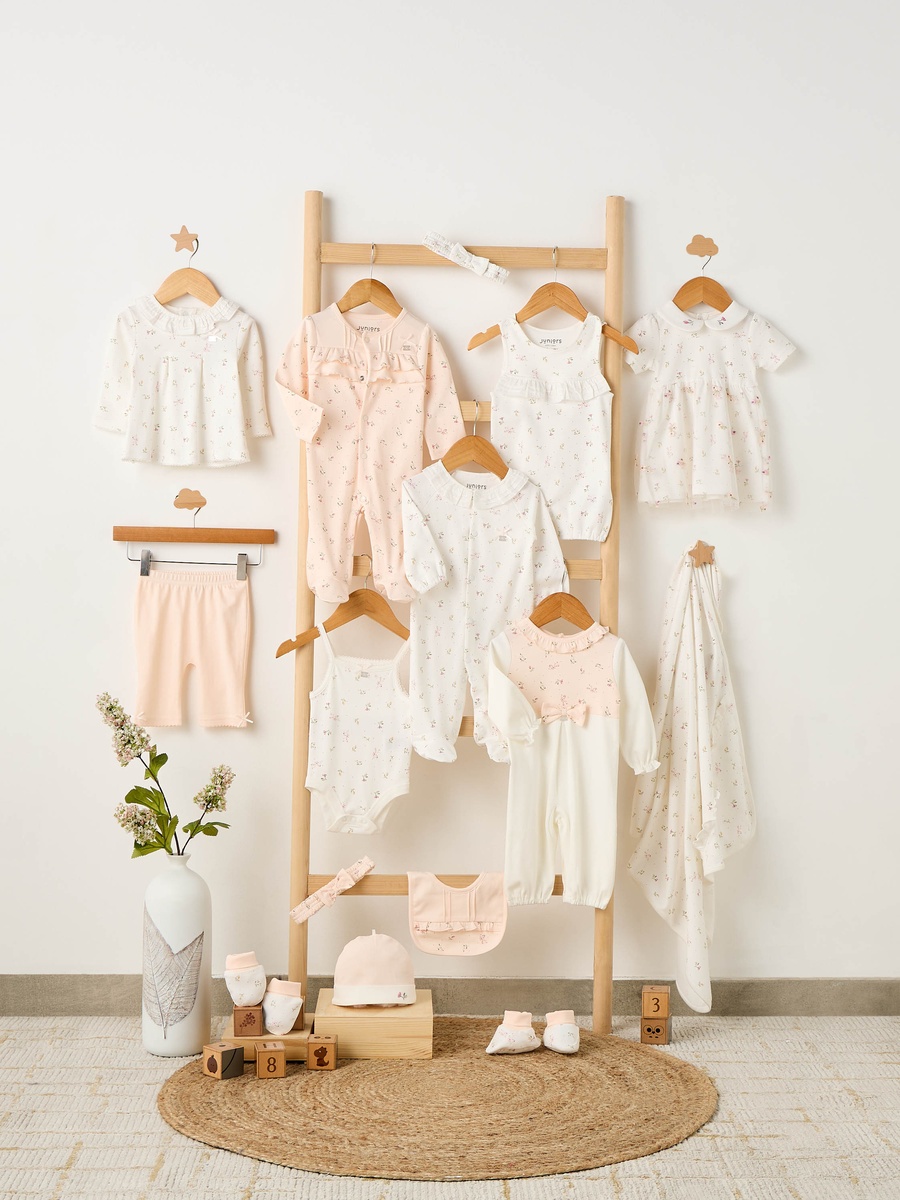 Cotton Round Neck Long Sleeves Sleepsuit with Floral Print
