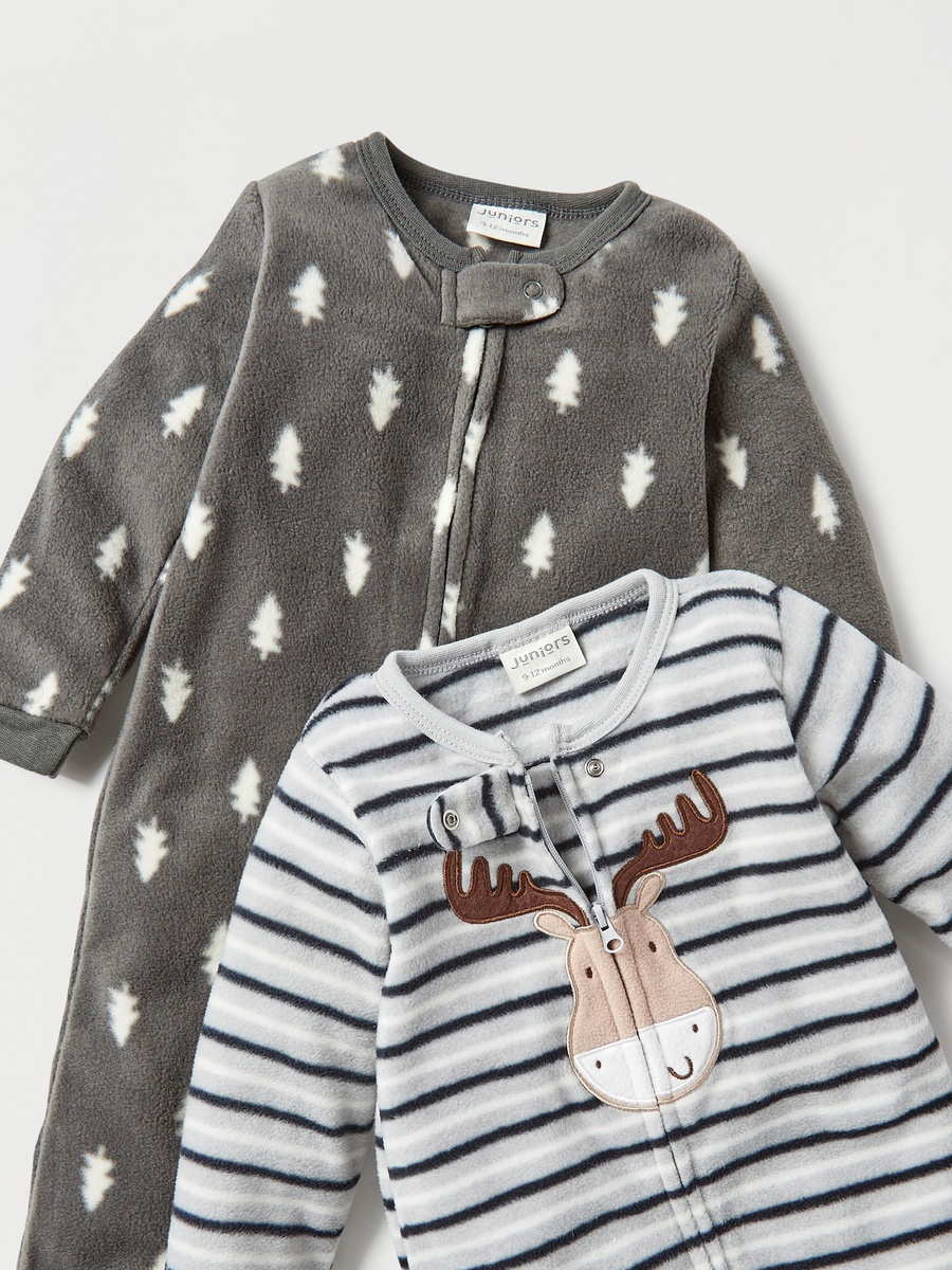 Printed Closed Feet Sleepsuit with Long Sleeves - Set of 2