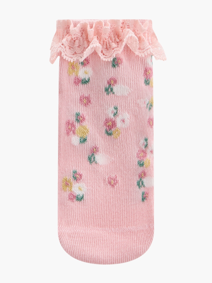 Printed Ankle Length Socks with Ruffle Trim - Set of 7
