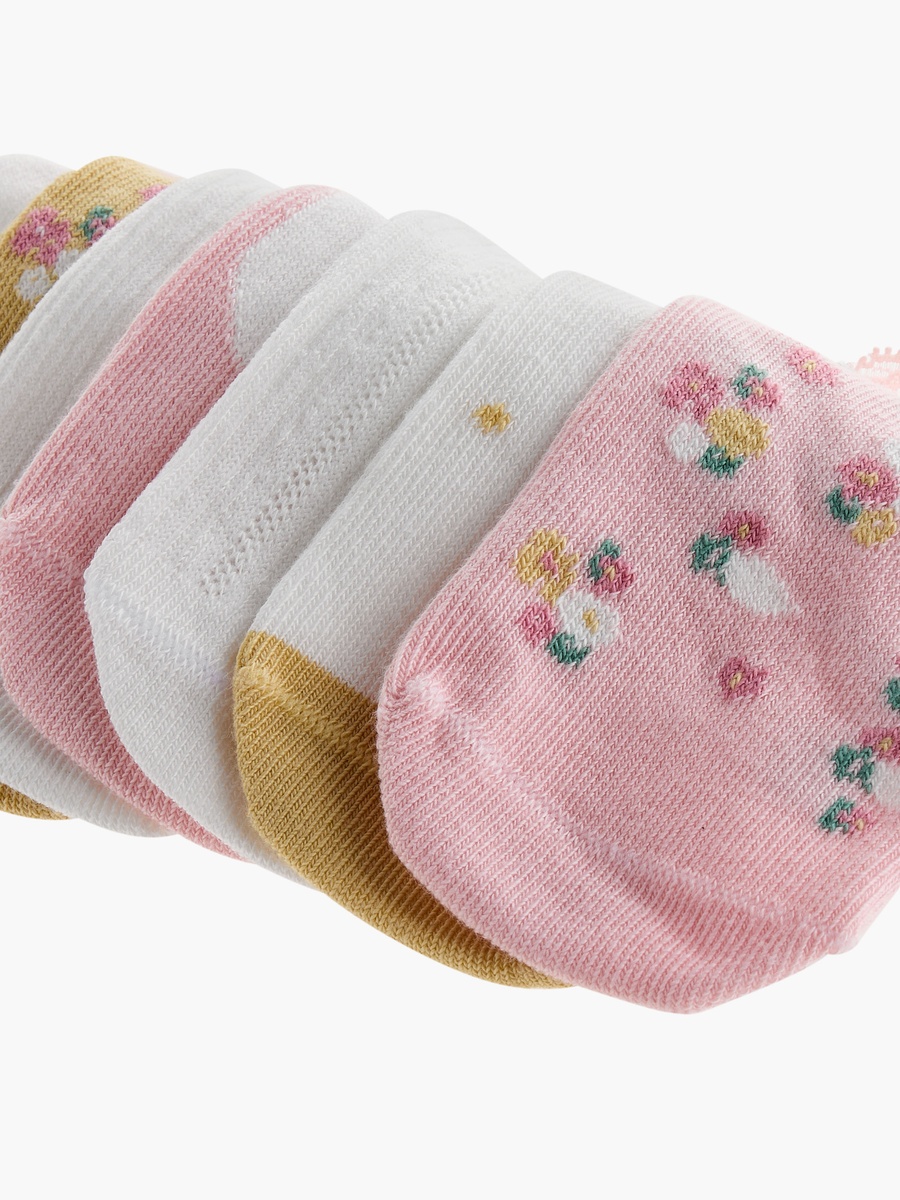 Printed Ankle Length Socks with Ruffle Trim - Set of 7