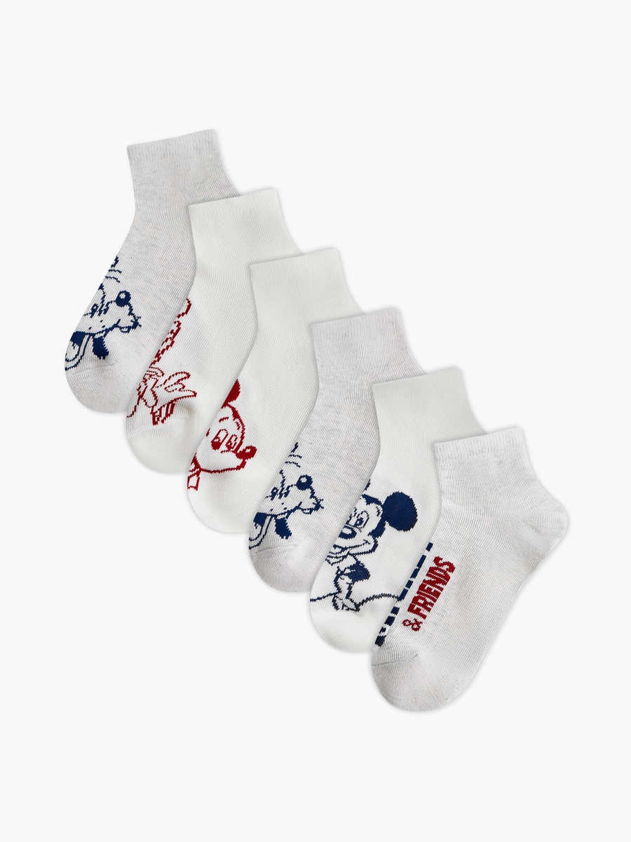 Mickey Mouse Print Ankle Length Socks - Set of 6