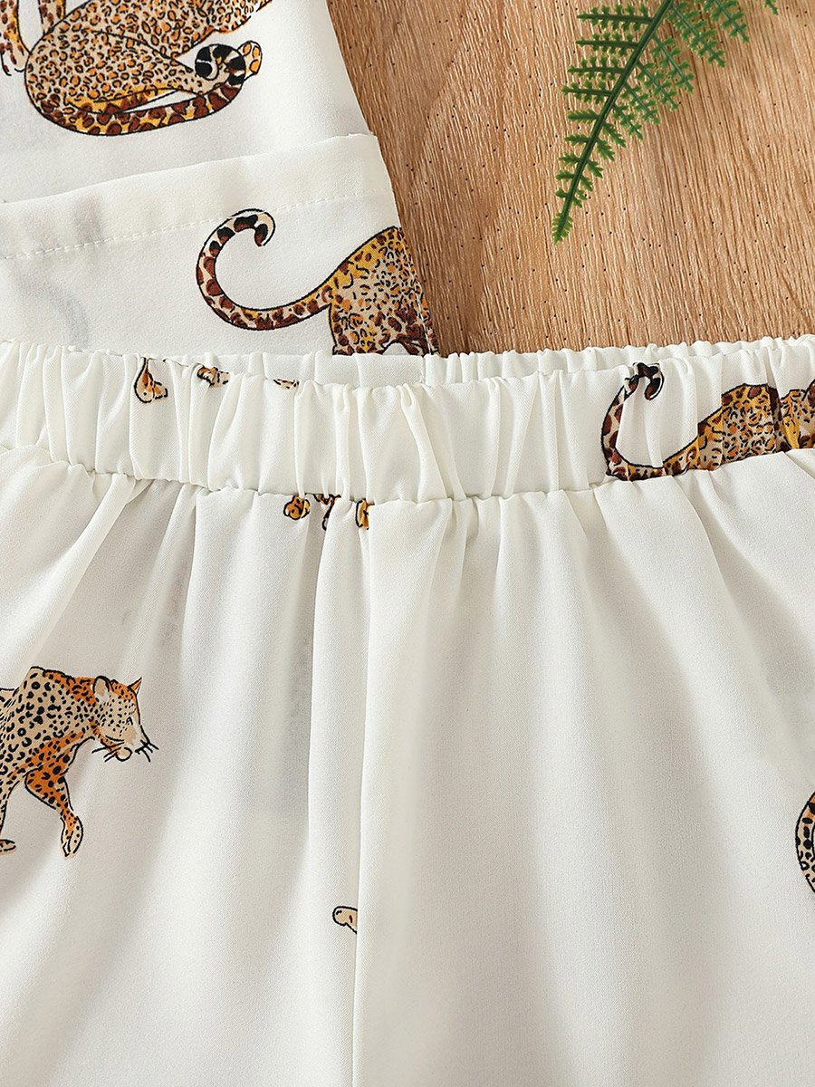 Boys Dinosaur Print Short Sleeve Shirt and Shorts Set