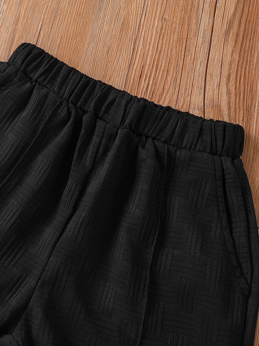 Boys Black Texture Short Sleeve T-Shirt and Shorts Set