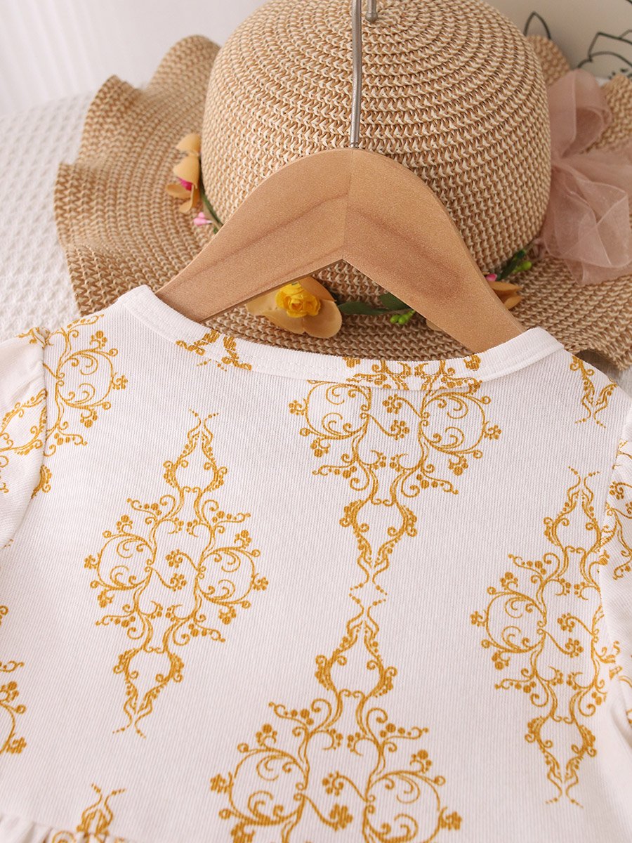 Girls Printed Short Sleeve Dress