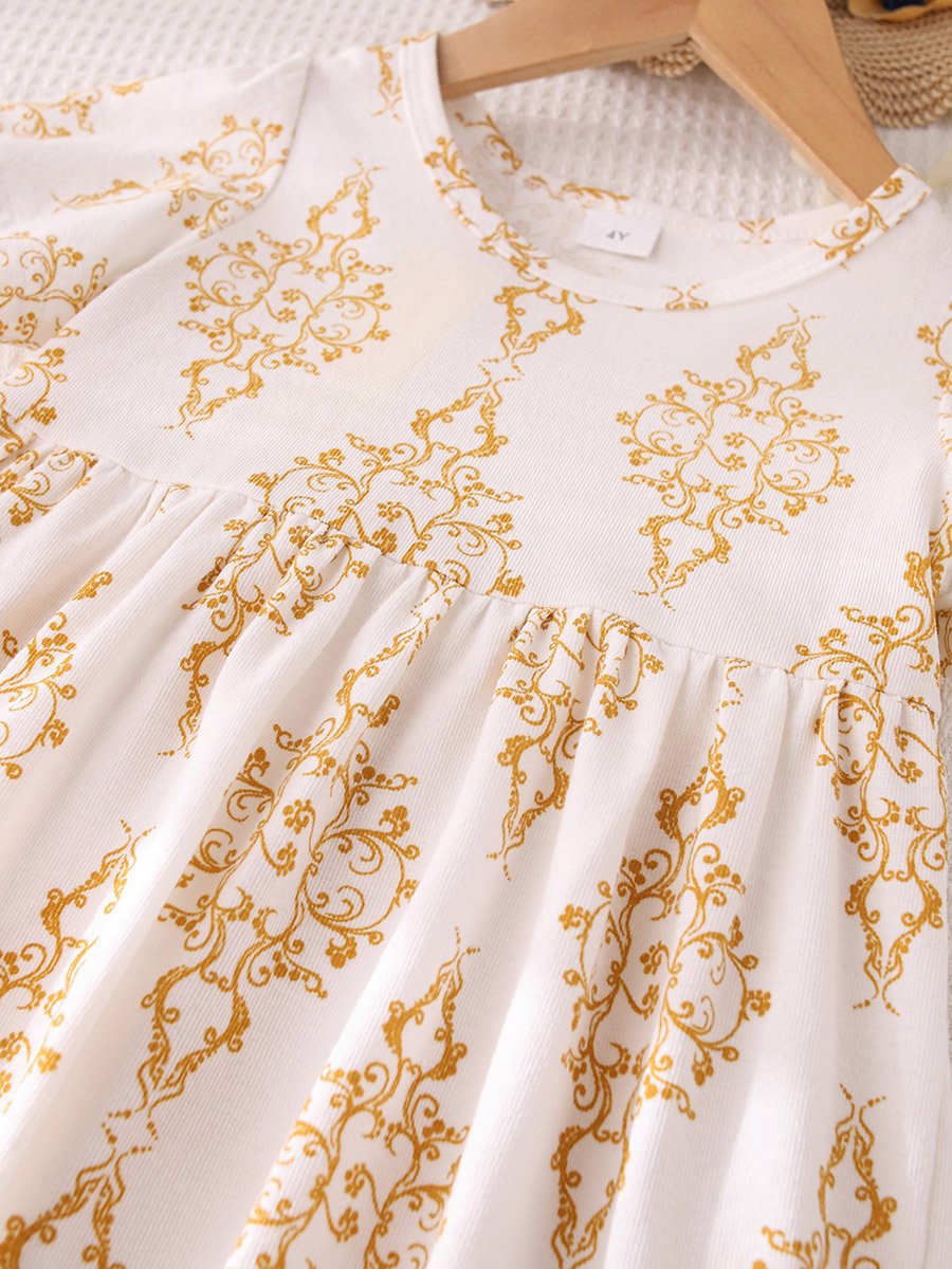 Girls Printed Short Sleeve Dress
