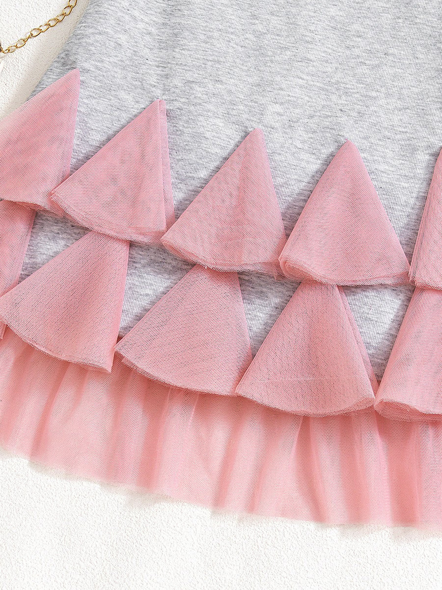 Girls Mesh Detail Hem Sleeveless Dress