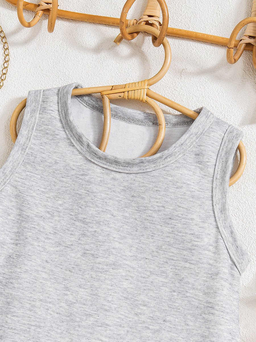 Girls Mesh Detail Hem Sleeveless Dress