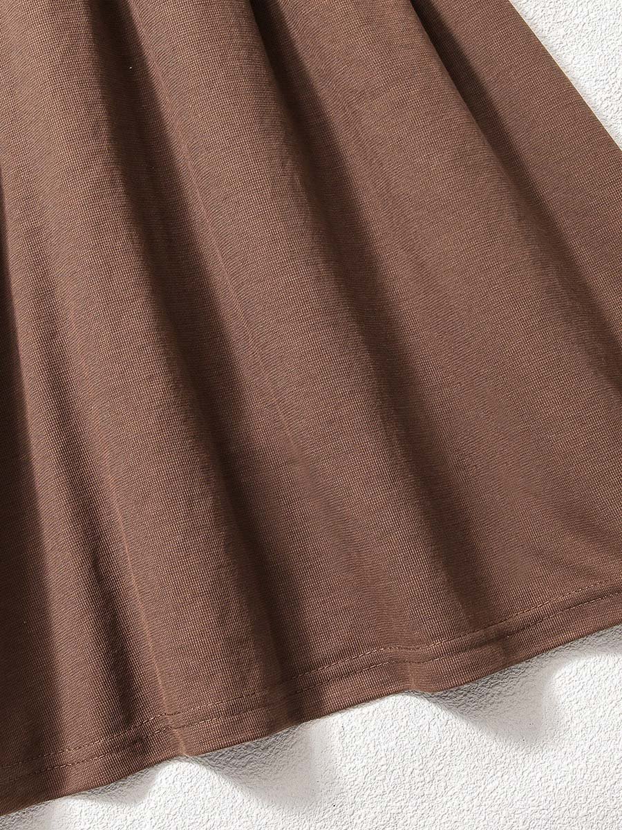 Girls Solid Strappy Dress with Ruffle Trim