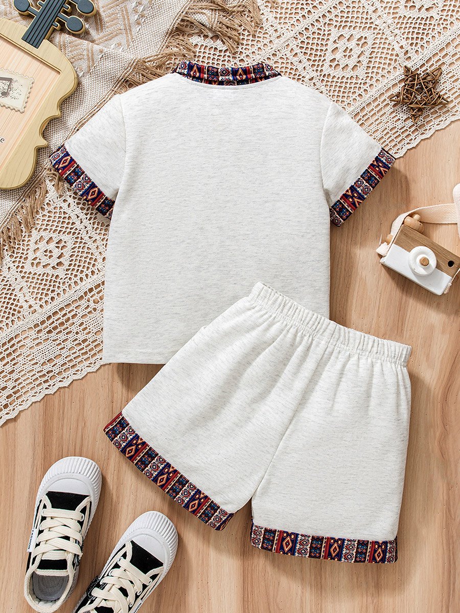 Boys Contrast trim Polo T-Shirt and Shorts Set
