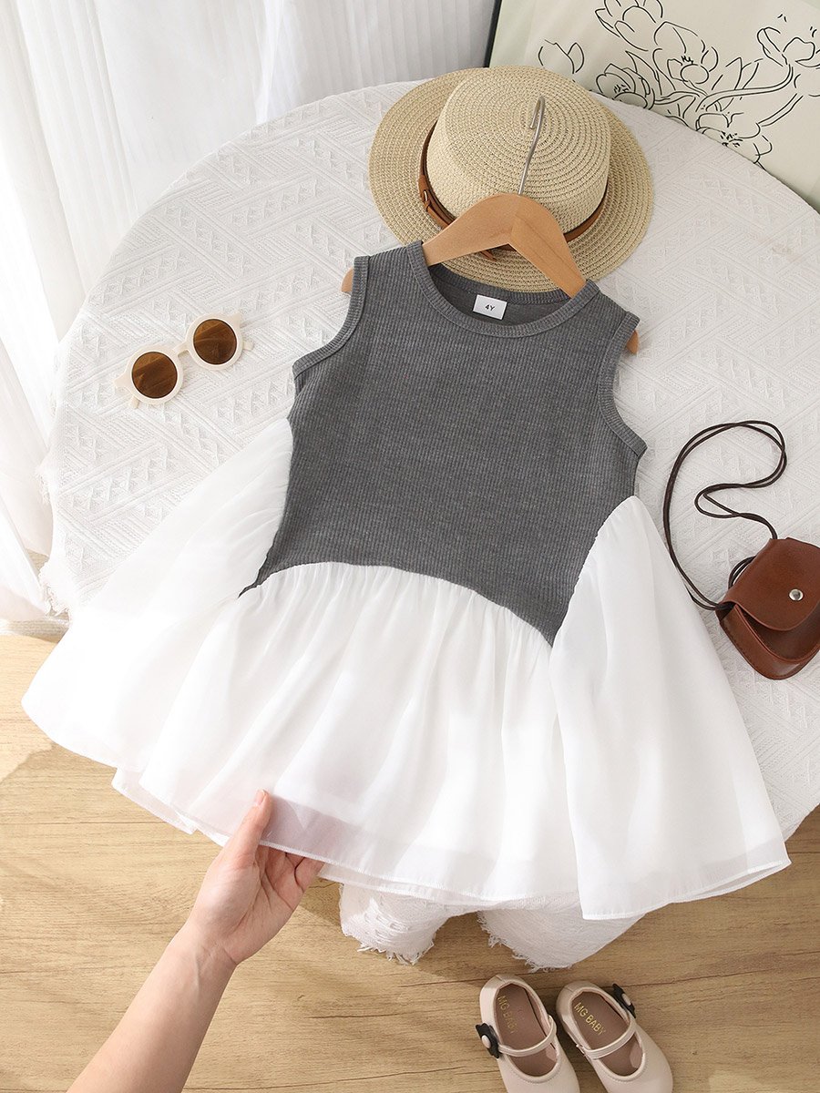 Girls Two Tone Sleeveless Dress
