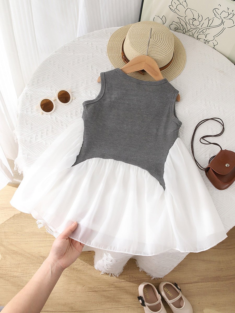 Girls Two Tone Sleeveless Dress